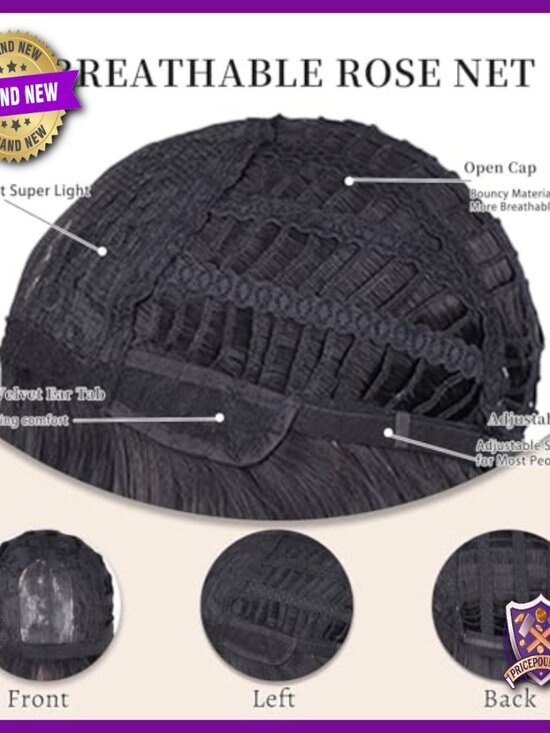 Short Curly Bob Wig with Bangs Heat Resistant Synthetic Hair Daily Wear main image 4